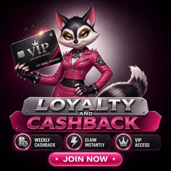 Selbstbewusster Waschbär zeigt VIP-Bankkarte in der Rocky Spin Casino Mobile App für Treueprämien